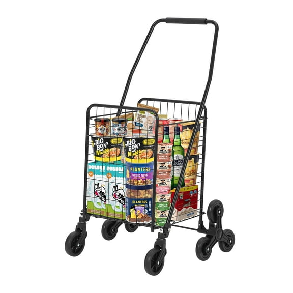 Yeshouse Stair-Climbing Folding Utility Cart, 110L Large Capacity Wagon with 360° Wheels for Groceries & Laundry