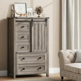 thumbnail image 1 of Yeshouse Tall Dresser with 5 Drawers, Sliding Barn Door, Adjustable Shelf and Handles, Gray, 1 of 8