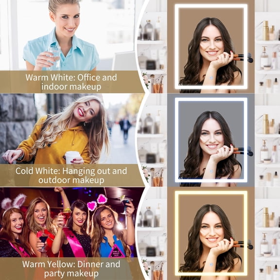 Yeshouse Vanity Desk with Lights | Tri-Mode LED Lighted Mirror & Charging Station | Makeup Vanity Set with 6 Shelves, 2 Drawers, Soft Cushion Stool | Dimmable Vanity Desk for Bedroom