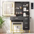 thumbnail image 1 of Yeshouse Vanity Desk with Sliding LED Mirror, Power Outlet, 4 Drawers & Stool, 1 of 9