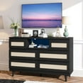 thumbnail image 1 of Yeshouse Wooden Rattan Dresser, 6-Drawer Chest with LED, Charging Station, Deep Storage for Bedroom, Living Room, Entry, 1 of 7