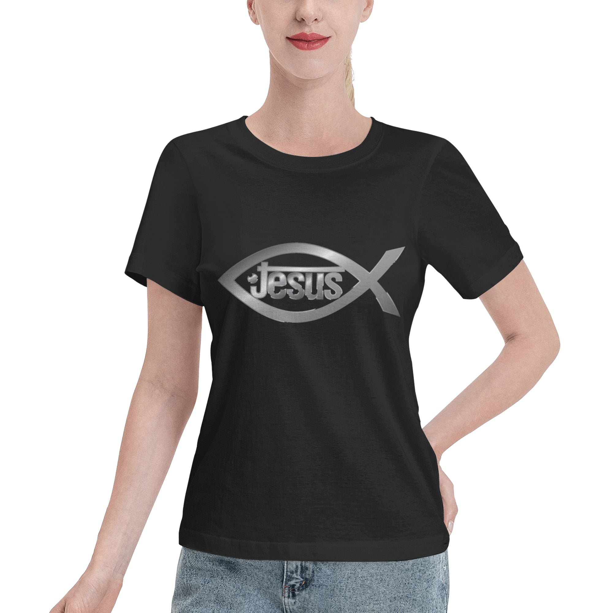 Yeshua Jesus Christian Women'S Basic Short Sleeve T-Shirt Black Large ...