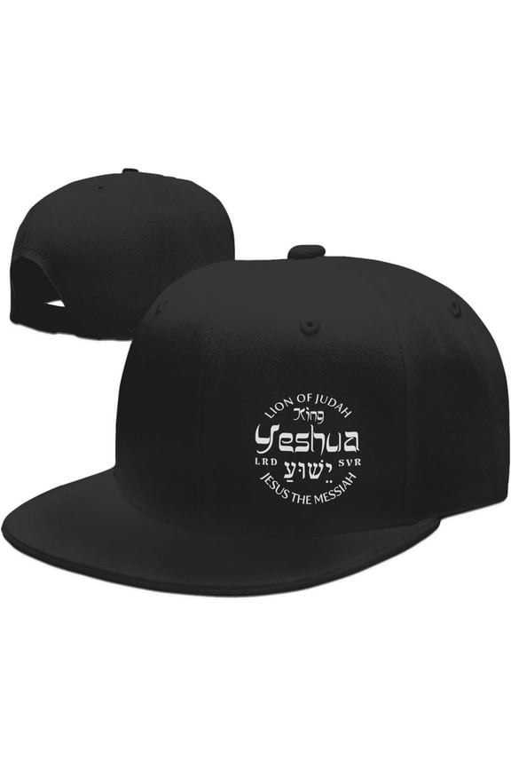 Yeshua,Jesus,King of Kings Hats for Men Women Adjustable Flat Brim Bill Baseball Cap Novetly Hip Hop Trucker Hat Black