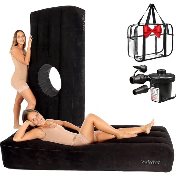 Yesindeed New Upgraded BBL Bed with Hole, Inflatable Brazilian Butt Lift Mattress for Post Surgery Recovery + Air Pump (Black)