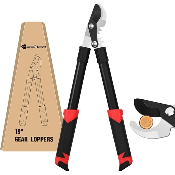 Yesker 19" Loppers Heavy Duty Branch Cutter Sharp Steel Blade Tree Trimmer up to 1" Diameter Cut Capacity Powerful Gear Action Lightweight Bypass Loppers Tools for Tree Trimming Garden Maintenance