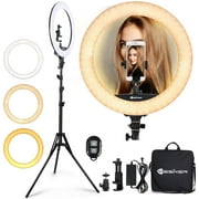 Yesker Ring Light 18 Inch LED Ringlight Kit with 73 inch Tripod Stand with Phone Holder Adjustable 3200-6000k Color Temperature Circle MUA Lighting for Camera for Vlog, Makeup, YouTube