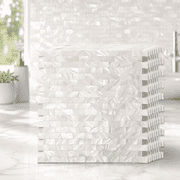 Yeslife 10-Pack Mother of Pearl Mosaic Tile, 11.8 x 11.8in, White Shell Mesh-Mounted Groutless for Backsplash, 9.7 sq ft