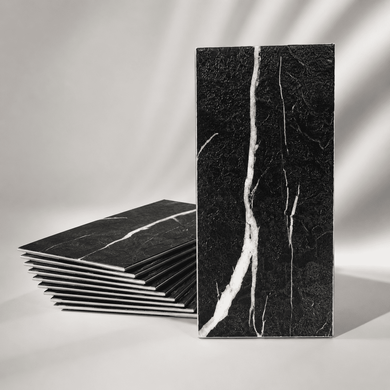Yeslife 102-Pack Peel and Stick Backsplash Tile, 3" x 6" Black Marble PVC Waterproof Subway Wall Tiles for Kitchen & Bathroom, 12.75 Sq Ft