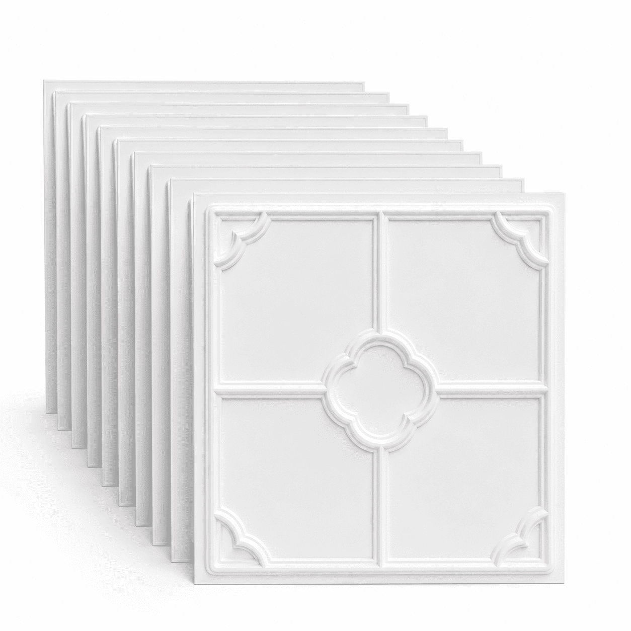 Yeslife 12-Pack Decorative Ceiling Tiles, 2 x 2 ft White Embossed Panels, Waterproof Lightweight Drop-in Glue-up for Living Room Kitchen Bathroom, 48 sq ft