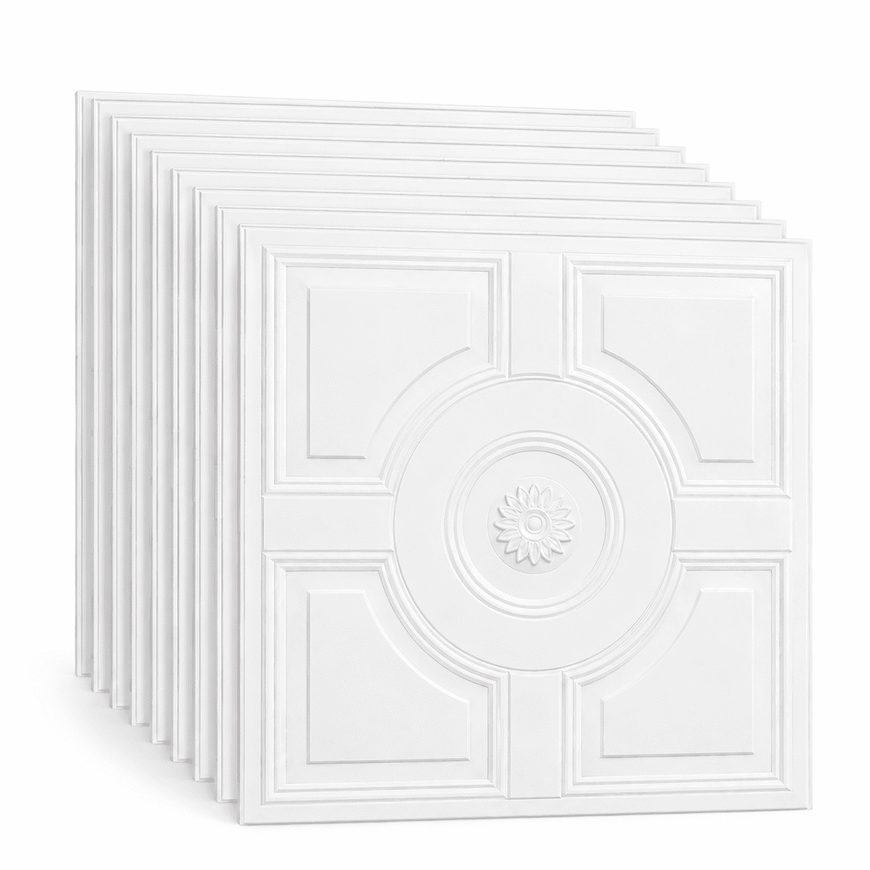Yeslife 12-Pack Decorative Ceiling Tiles, 2 x 2 ft, White Embossed, Waterproof Drop-in Glue-up, 48 sq ft