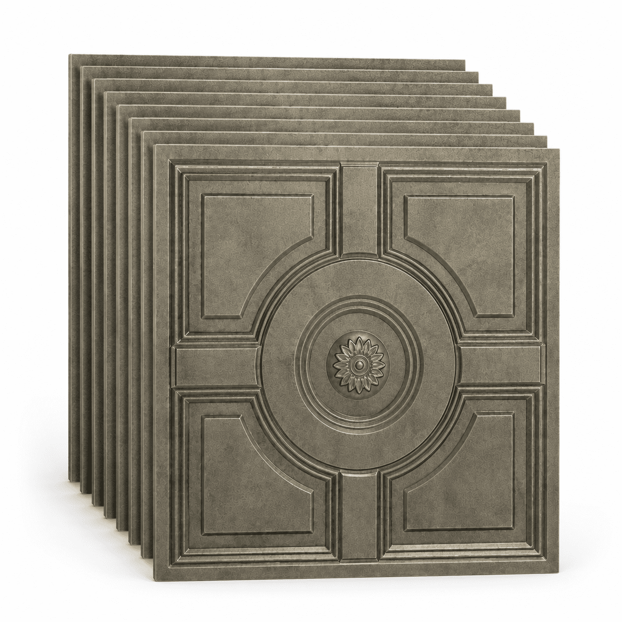 Yeslife 12-Pack Decorative Tiles, 2 x 2 ft, Antique Gold Embossed, Waterproof Drop-in Panels for Ceiling, 48 sq ft