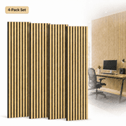 Yeslife 4-Pack Wood Slat Acoustic Wall Panels, 12 in. x 93 in., Oak MDF, Sound Absorbing, Interior Accent Wall, 31 sq. ft.