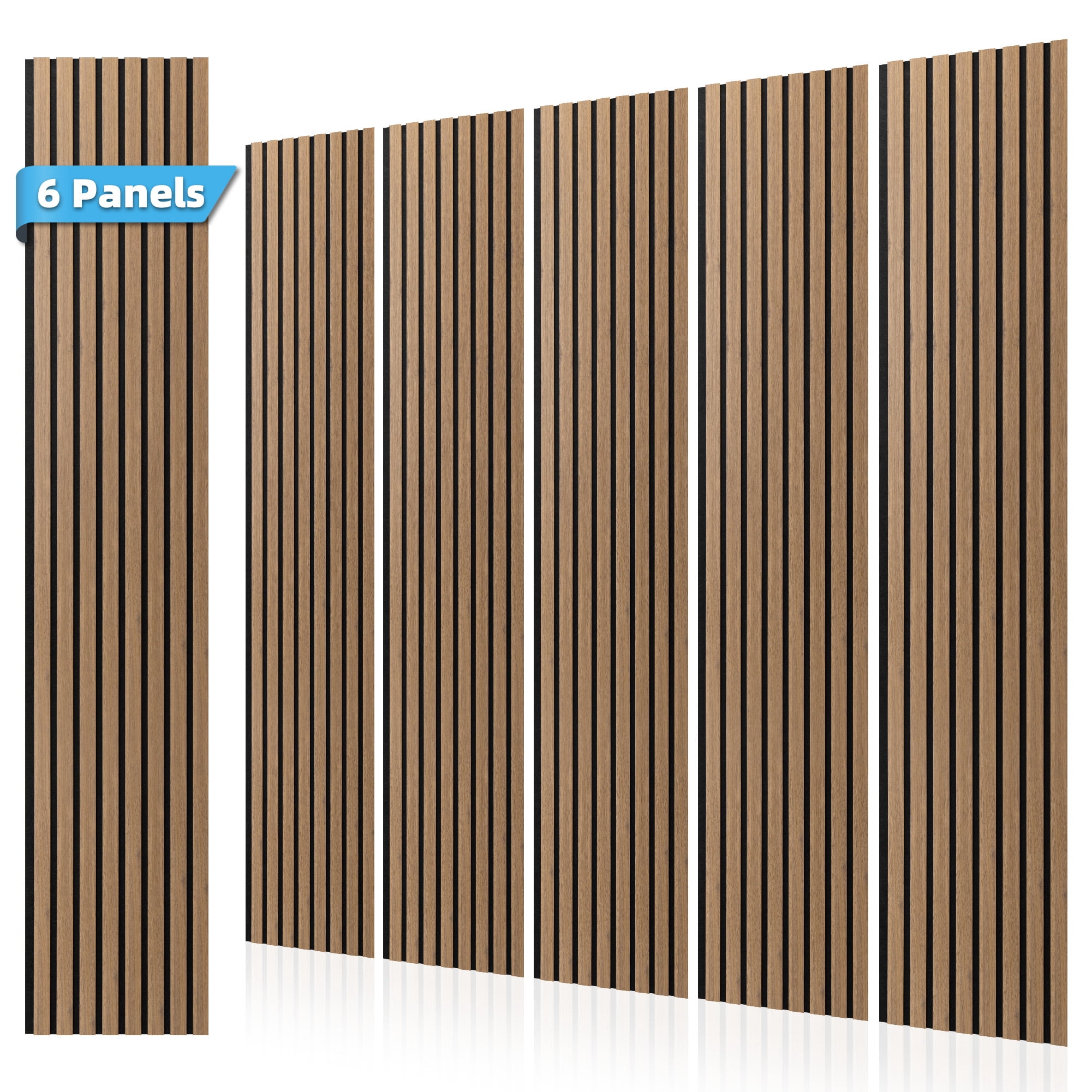 Yeslife 6-Pack Wood Slat Wall Panels, 11.81 x 92.91 in., Deep Walnut MDF Acoustic Wall Panels, Modern Fluted Wooden Accent Wall Paneling for Living Room, Bedroom & Office, Covers 45.72 Sq. Ft.
