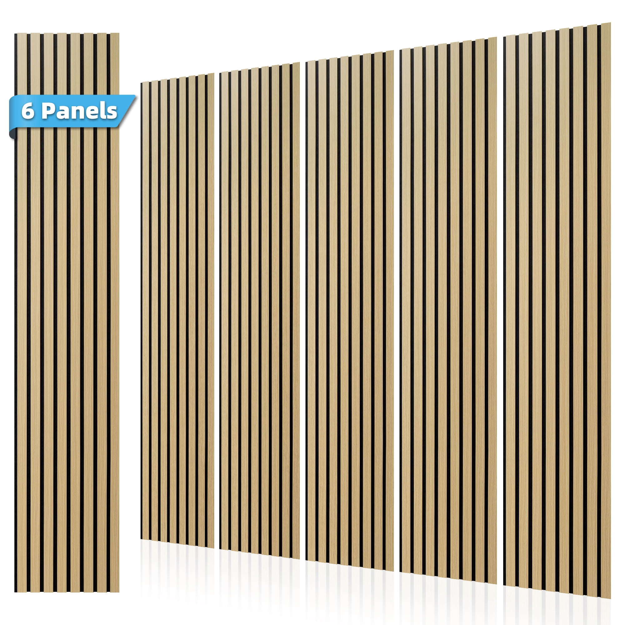 Yeslife 6-Pack Wood Slat Wall Panels, 12 x 93 in., Oak MDF Acoustic Wall Panels, Modern Fluted Wooden Accent Wall Paneling for Living Room, Bedroom & Office, Covers 46.5 Sq. Ft.