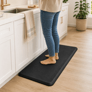 Yeslife Anti-Fatigue Kitchen Mat, 20" x 32", Black PVC, 3/4" Thick Waterproof Cushioned Non-Slip Floor Mat for Kitchen, Office, Desk, Garage & Home