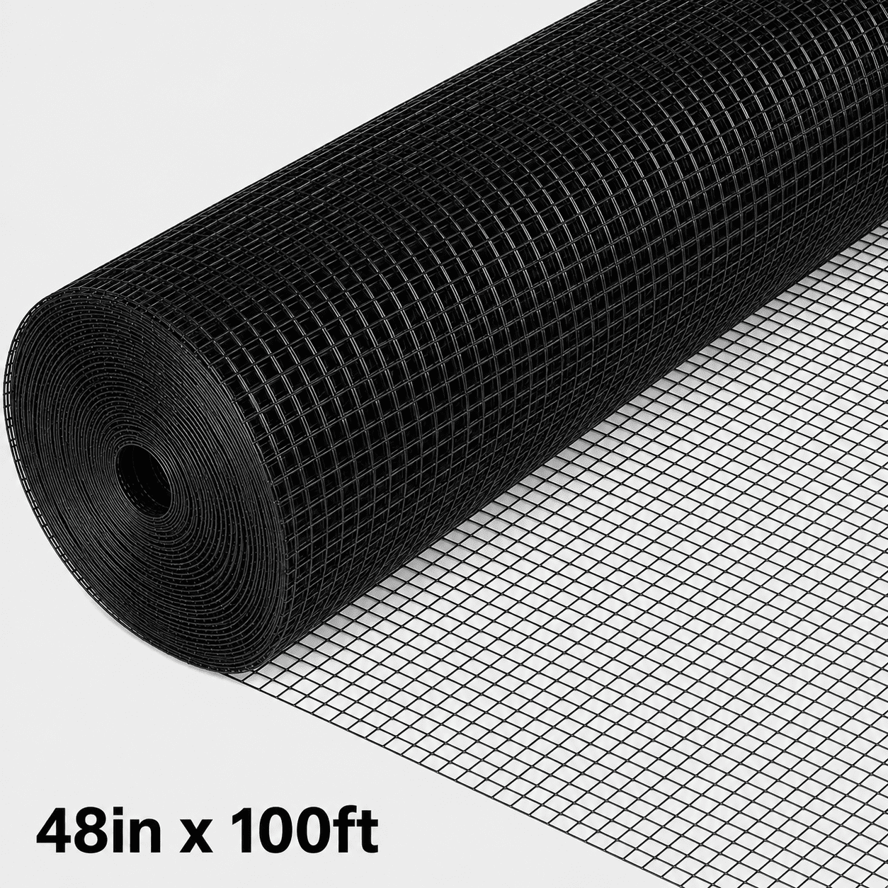 Yeslife 48 in. x 100 ft Hardware Cloth, 1/2 in. Mesh, Black Vinyl-Coated Galvanized Steel Wire Fence Roll, Welded Wire Mesh for Chicken Coops, Rabbit Cages, Gardens, and Small Animal Fencing