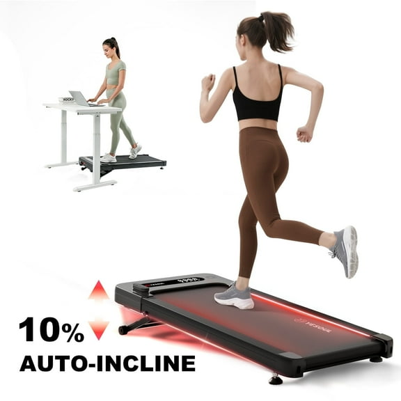 Yesoul W2 Pro 10% Auto-Incline Smart Walking Pad,Under Desk Treadmill for Home Walking with dynamic lightstrips,300lbs Capacity, Smart App Scenic Routes & Live Classes, Remote & LED Display