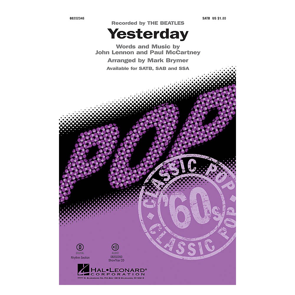Yesterday ShowTrax CD by The Beatles Arranged by Mark Brymer - Walmart.com