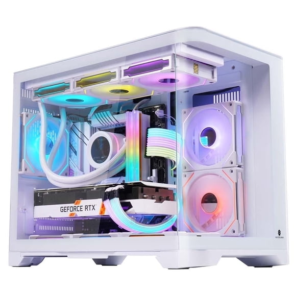 WJCOOLMAN Tian Mu White Curved Glass Panoramic Version 2Side Transparent Glass Gaming Computer Case support 9 Fan Positions 240 AIO Support M-ATX/ITX High-Airflow Design