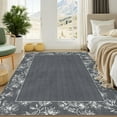 thumbnail image 1 of Yesurprise 10'x13' Dark Gray Solid Floral Area Rugs - Modern Bordered, Washable, Non-Slip for Living Room & Bedroom, 1 of 9