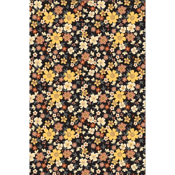 Yesurprise 10x13ft Modern Flower Secret Black Tone Velvet Area Rugs - 1200Gsm Polyester, 350Gsm Velvet, Printed Carpet