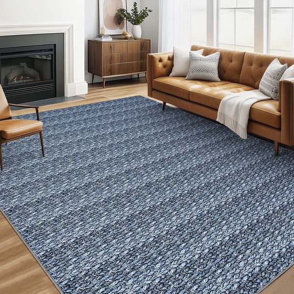 Yesurprise 1150Gsm 100% Polyester Area Rugs - 5x7ft Modern Printed Carpet with Velvet Weight Pearl Velvet Washed Back - Gray Blue Tone