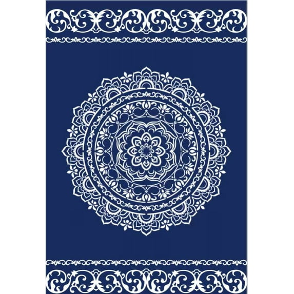 Yesurprise 12ft Persian Cyclone Compass Blue+ Outdoor Carpet - 320gsm Plastic Woven