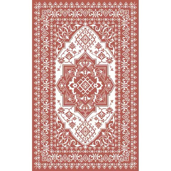 Yesurprise 12ft Vintage Medallion Outdoor Reversible Area Rugs, Waterproof Plastic Straw Mat for Patio/Camping, RedWhite