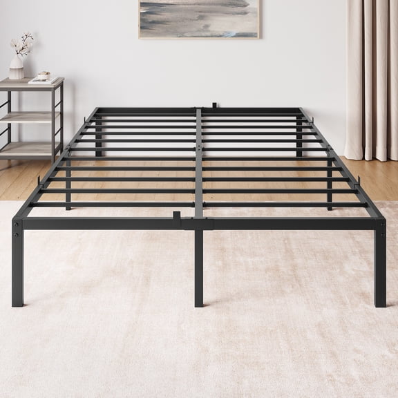 Yesurprise 14 inch Metal Full Platform Bed Frame, Modern Industrial Bed Frame with Steel Slat Support