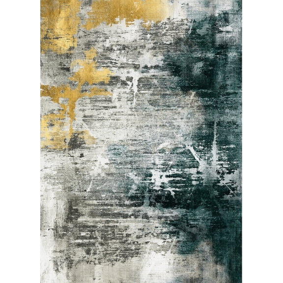 Yesurprise 170: 61*183cm 1150Gsm 100% Polyester Area Rugs, 350Gsm Velvet Weight, Pearl Velvet, Washed Back, Folding Simulation Printed Carpet, Xm-Abstract-Glorious Years Green tone