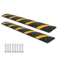 thumbnail image 1 of Yesurprise 2 Pack 6Ft Rubber Speed Bumps, 2 Channel Modular Speed Hump 22000LBS Load Capacity, Cable Hose Protector Ramps with 6 Bolt Spikes for Asphalt Concrete Gravel Driveway, 1 of 8