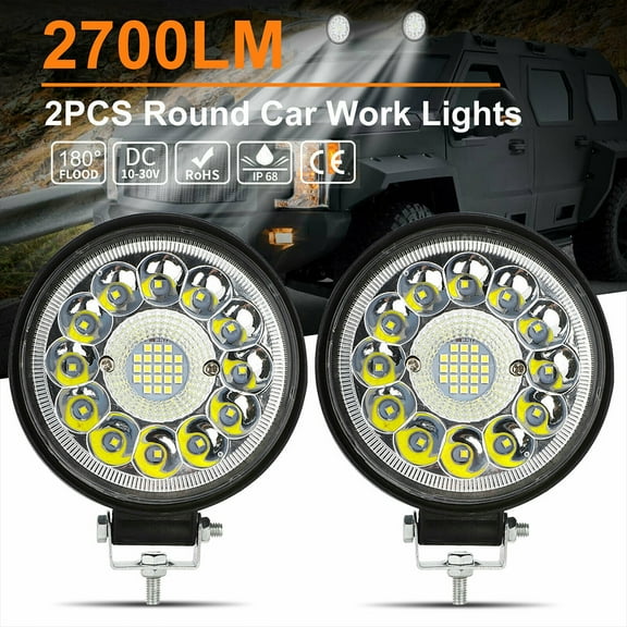 Yesurprise 2 Pcs 4.5-inch 99W Car LED Work Light 9V-36V Truck Headlight Round Spotlight Waterproof Lamp Modified Accessories
