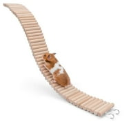 Yesurprise 2 in 1 Hamster Wooden Ladder Bridge Exercise Play Chewing Toys Cage Decor Natural Landscaping Supplies