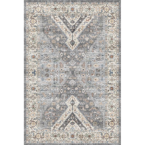 Yesurprise 274*366cm 1150Gsm 100% Polyester Area Rugs - 350Gsm Velvet Weight - Pearl Velvet - Washed Back - Folding Simulation Printed Carpet - Xm-Persia-Charming Role - Gray Blue Tone