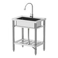 thumbnail image 1 of Yesurprise 28*20*34 Inch Stainless Steel SinkFreestanding Single Trough Commercial Kitchen Sink Set with Faucet Commercial Single Bowl Kitchen Prep & Utility Sink, 1 of 7
