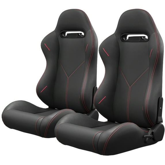 Yesurprise 2Pcs Universal Racing Bucket Seats PVC Leather Adjustable Seats with Sliders Comfortable Ergonomic Backrest Reclinable Racing Seats (Not Including Seat Bracket)