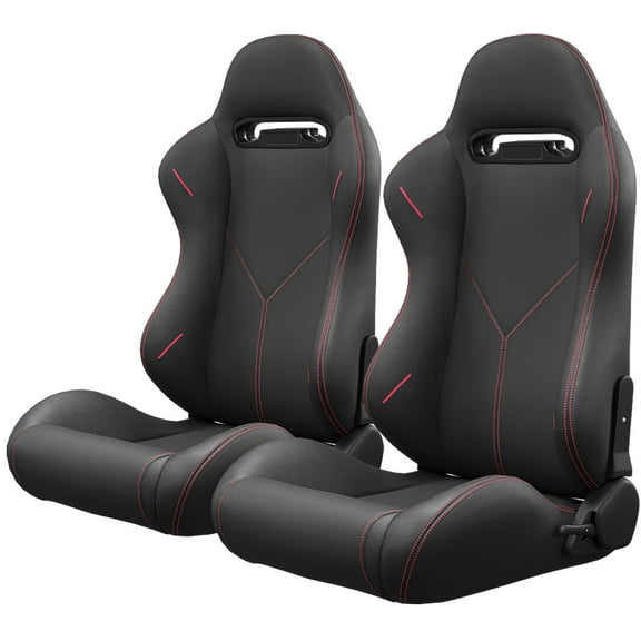 Yesurprise 2Pcs Universal Racing Bucket Seats PVC Leather Adjustable Seats with Sliders Comfortable Ergonomic Backrest Reclinable Racing Seats (Not Including Seat Bracket)