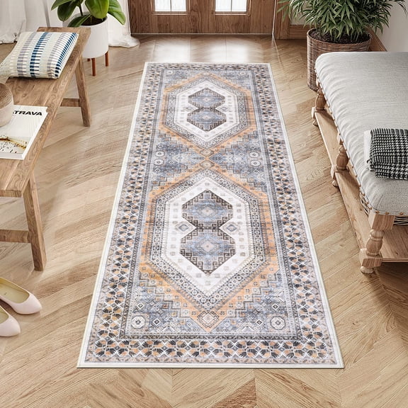 Yesurprise 2x6 ft Runner Area Rugs - Vintage Persian Bedroom Area Rugs with Low Pile, Non-Slip, Soft, and Washable