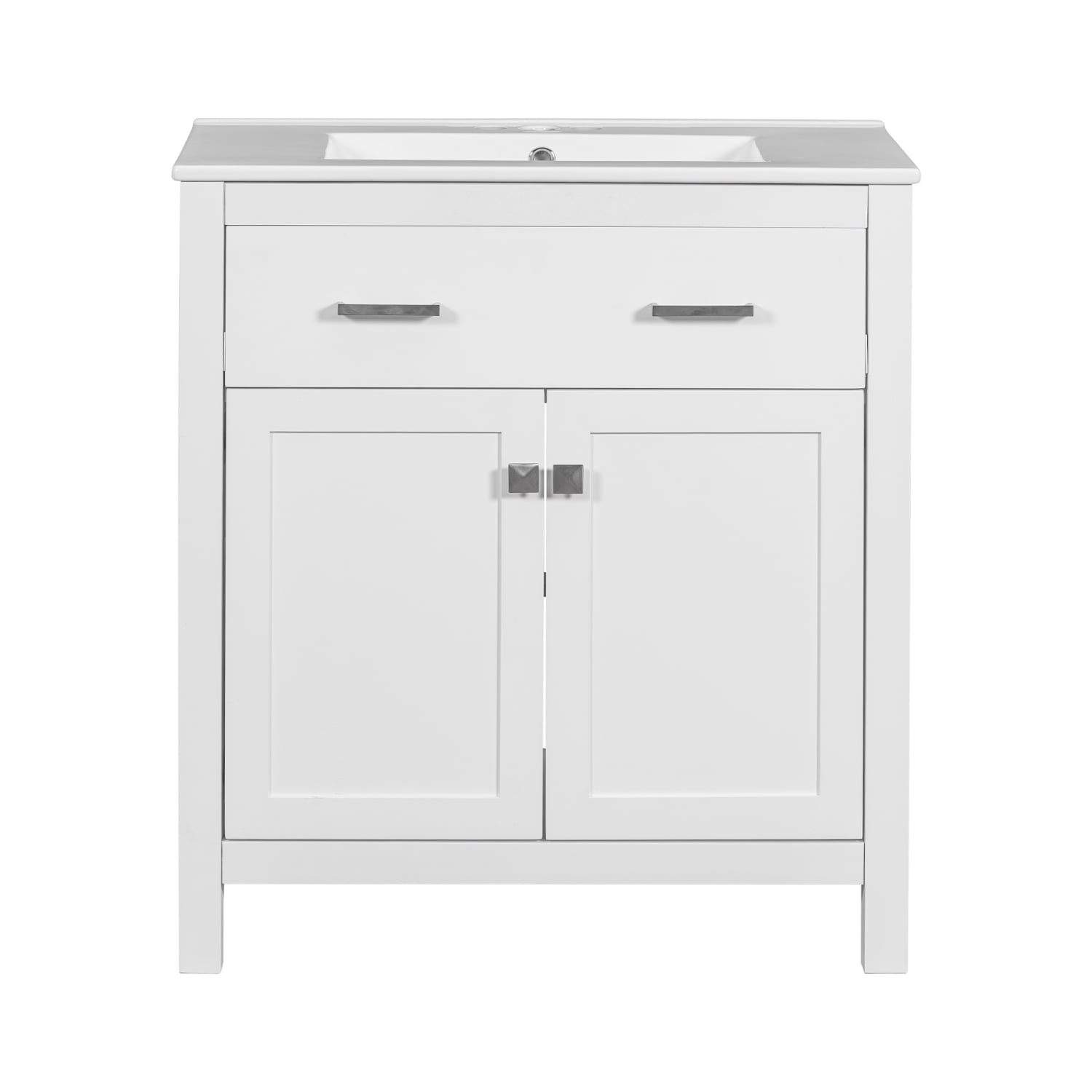 Yesurprise 30" Bathroom Cabinet with Ceramic Sink, Solid Wood Frame ...