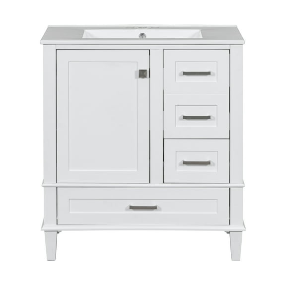 Yesurprise 30" Bathroom Vanity with Undermount Ceramic Sink, Modern Bathroom Storage Cabinet with 3 Drawers & 1 Soft Closing Door Cabinet, Quick Assembly