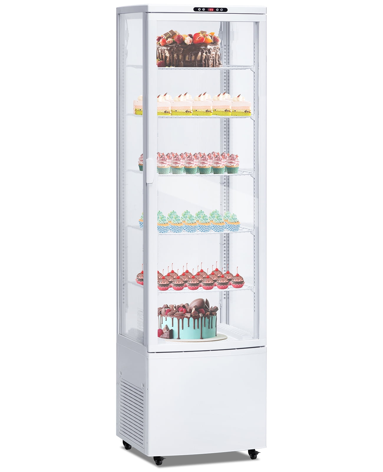 Yesurprise 308L Commercial Cake Display Refrigerator Single-Door Merchandiser with Universal wheel LED LightingCountertop/Floor Refrigerator