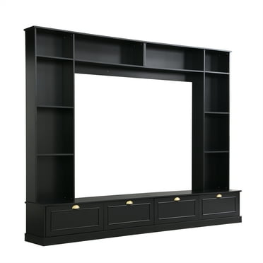 Yesurprise 4 in 1 Wall Unit Entertainment Center for TVs Up to 78", Modern Large Entertainment Center with Bookshelves, TV Stand with Cabinets and Open Shelves for Living Room