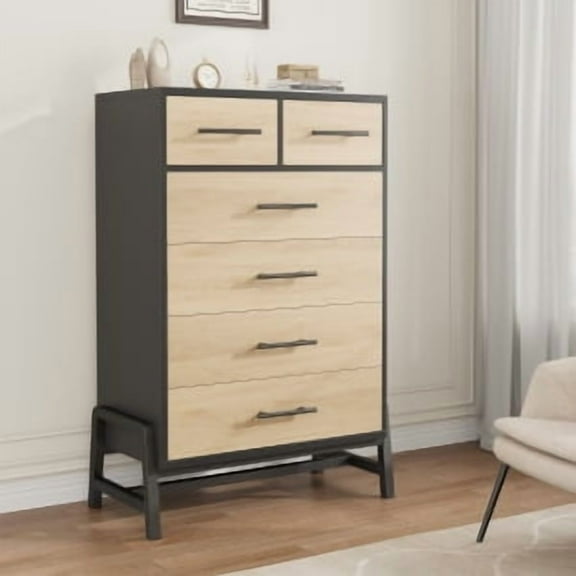 Yesurprise 4+2 Dresser for Bedroom, 46.6Inches Tall Dresser, Tall Drawer with Storage Freestanding, Wooden Closet Storage Chest for Living Room