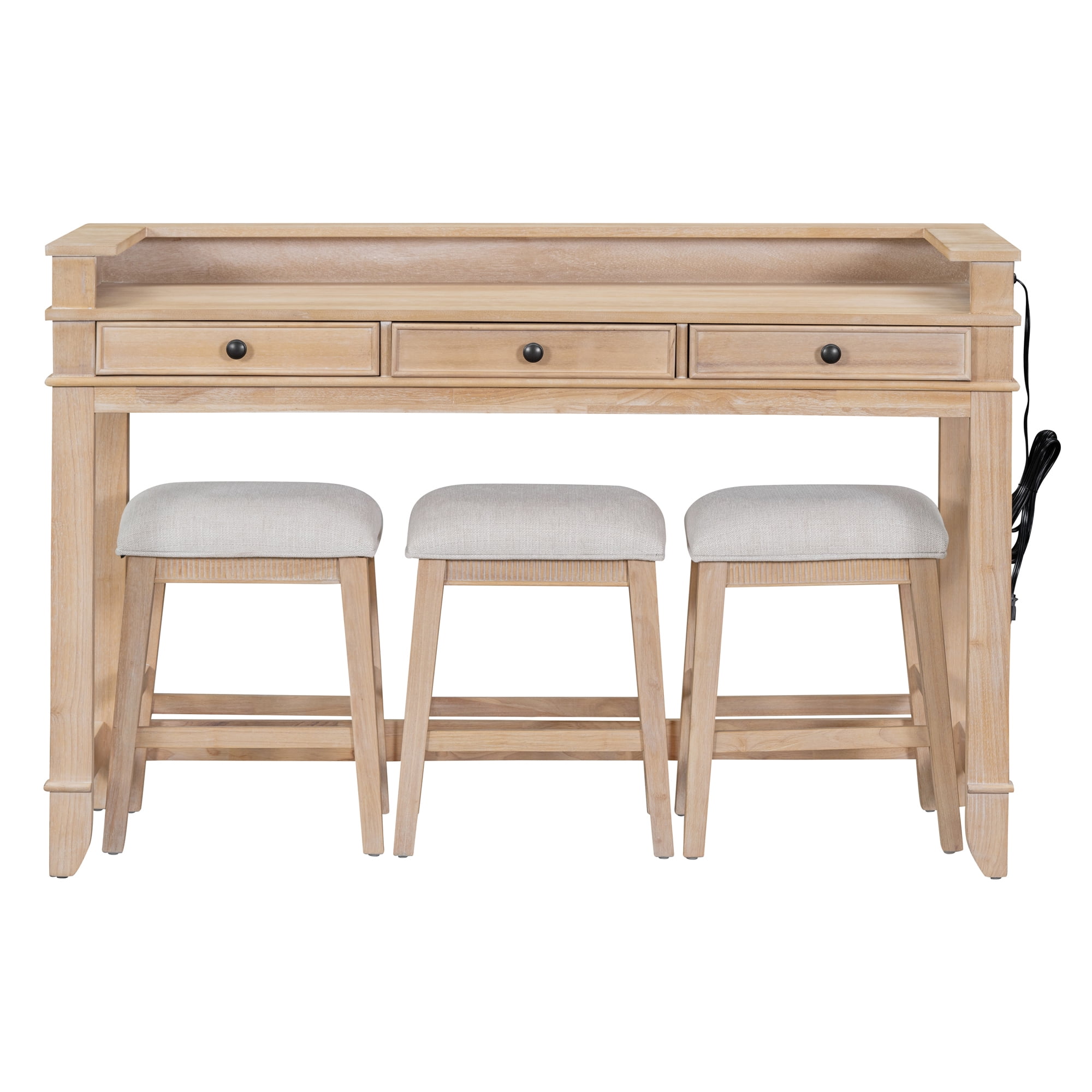 Yesurprise 4 Piece Dining Bar Table Set with 3 Upholstered Stools Multi ...