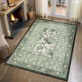 thumbnail image 1 of Yesurprise 4'x6' Vintage Floral Print Area Rugs - Botanical Area Rugss Living Room Area Rugss, Washable Area Rugs with Non-Slip Backing for Bedroom, Dining Room, Bohemian Floor Mats - Green, 1 of 6