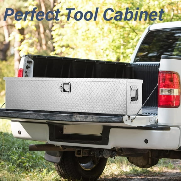 Yesurprise 48" Heavy Duty Aluminum Truck Tool Box Waterproof Storage Organizer Chest with Diamond Plate Side Handles Lock & Box