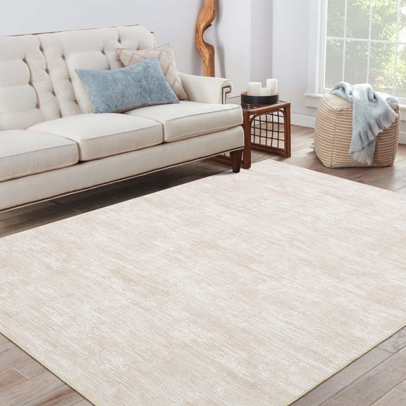 Yesurprise 4x6ft Velvet Area Rugs - 100% Polyester, 350Gsm Velvet, 1150Gsm Total Weight, Plain Texture, Carlo Rice Camel