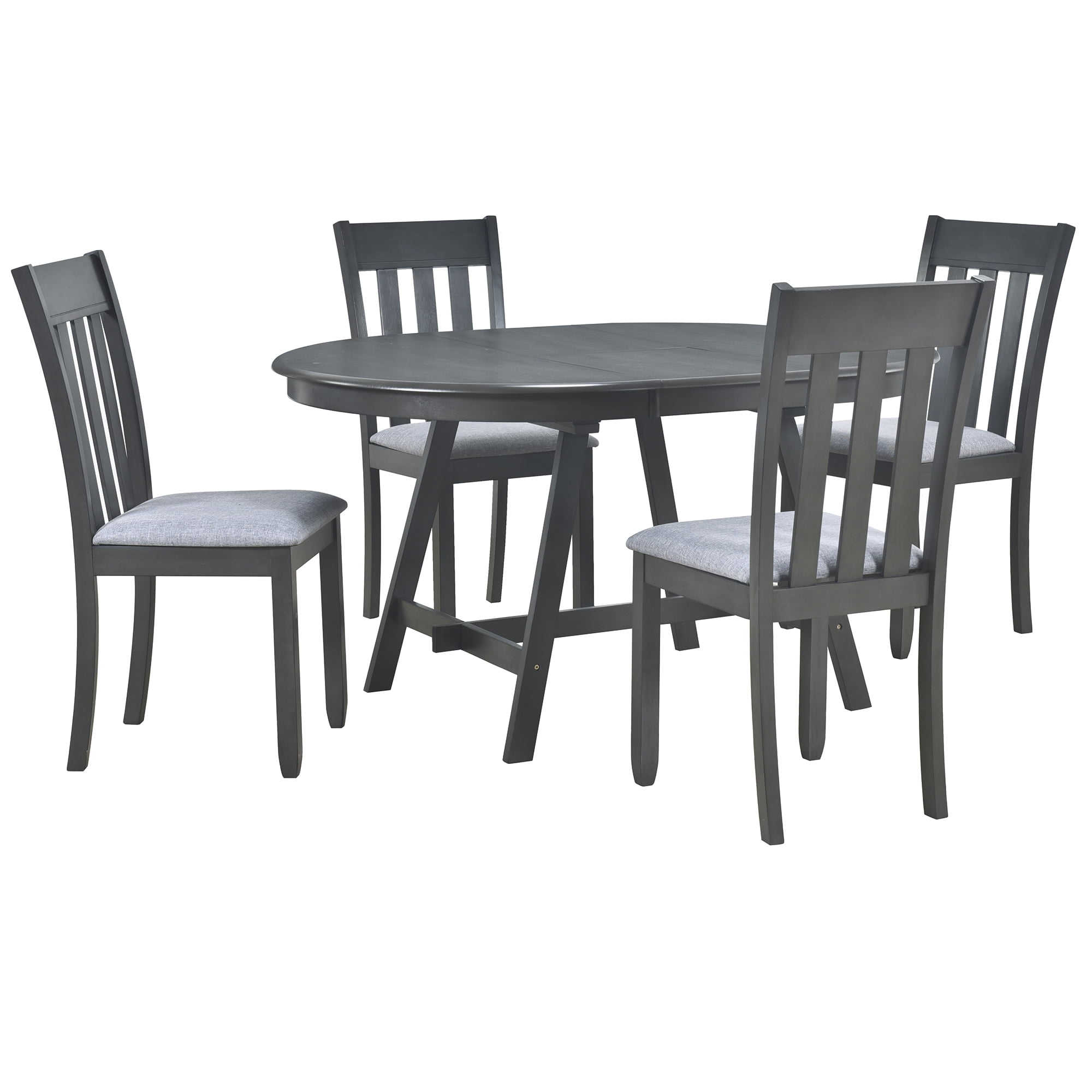 Yesurprise 5 Piece Round Dining Table Set for 4-6 Person Extendable ...
