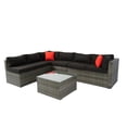 thumbnail image 1 of Yesurprise 5 Pieces PE Rattan Sectional Sofa Set Outdoor Furniture Set Cushioned U Shaped Sofa with 2 Pillows Center Coffee Table Outdoor Patio Sectional Furniture Set for Garden, 1 of 8