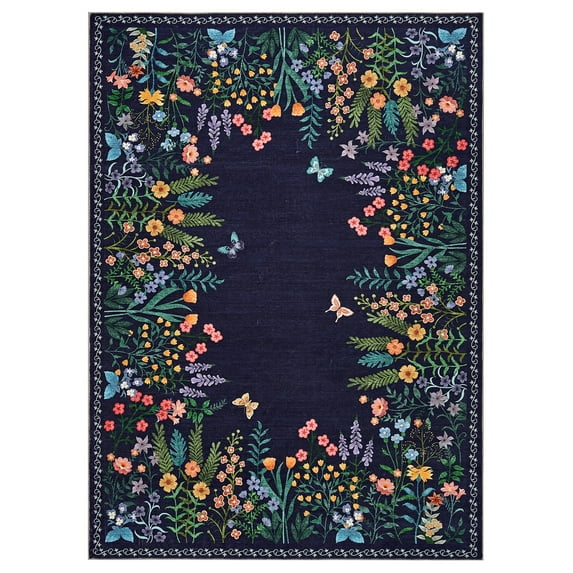 Yesurprise 5'x7' Pearl Velvet Cotton Area Rugs with TPR Non-Slip Backing – Washable, Foldable, Soft, and Durable Carpet Mat for Easy Home Care
